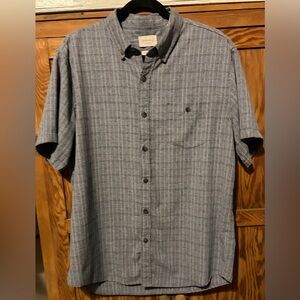 Men’s Weatherproof Gray Short-Sleeve Button-Down Plaid Shirt size Large EYC